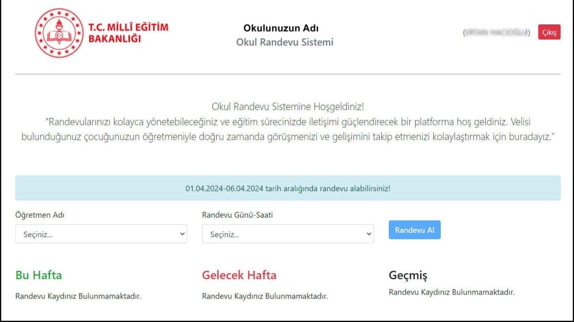 e-Devlet Veli Randevu Sistemi okulumuzda aktifleştirildi.